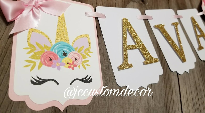 Unicorn One Birthday Banner-Unicorn Theme Banner-Unicorn face banner-Unicorn banner-Unicorn Highchair banner-one unicorn highchair banner image 1