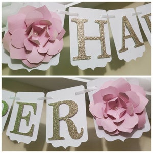 One Flower Banner-One Girl Highchair Banner-One Birthday Girl Banner-Pink Gold Pink Silver Banner-Pink Gold Banner-Flower banner-girl flower