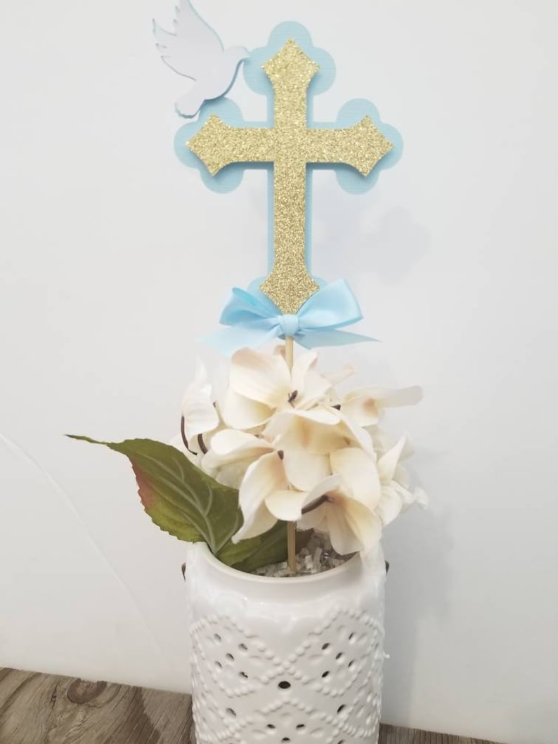Baptism Boy Cross Dove Centerpiece-boy Communion - Etsy