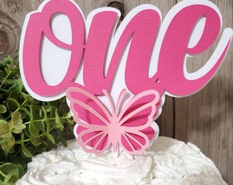 Onebutterfly cake topper-1st birthday butterfly topper-one butterfly topper-butterfly theme birthday topper-butterfly 1 cake topper-age 1