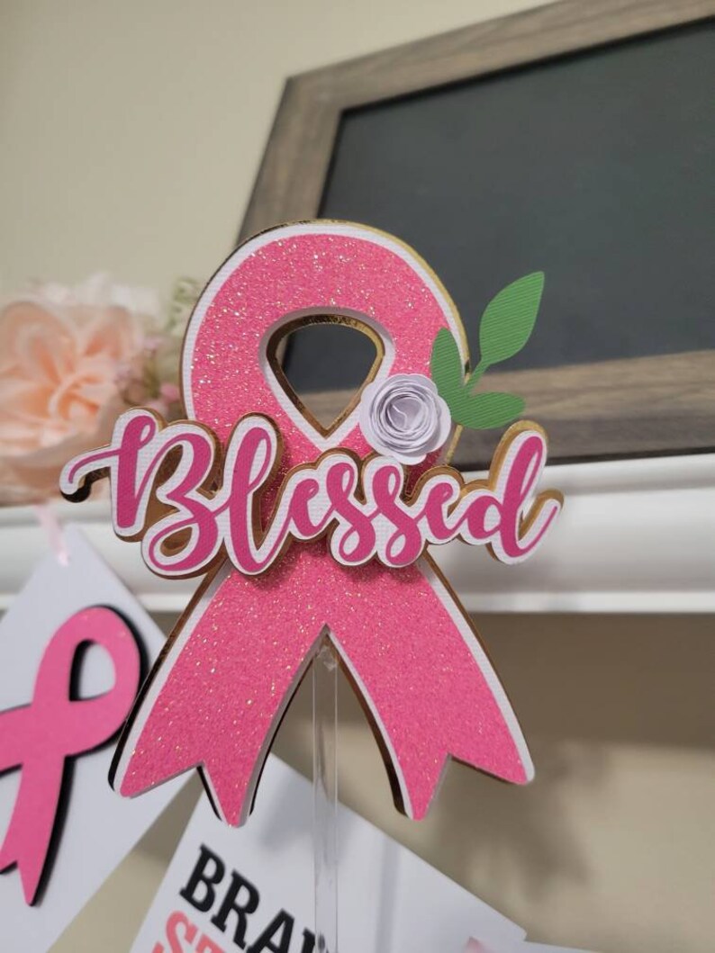 Breast Cancer Cake Topper-pink Ribbon Cake Topper-cancer Awareness ...