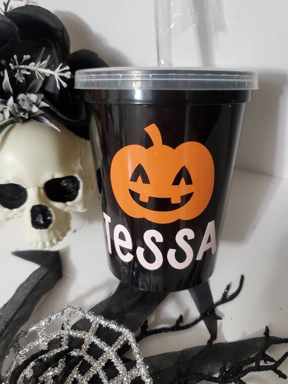 Halloween Kids Personalized Cups With Straws Personalized