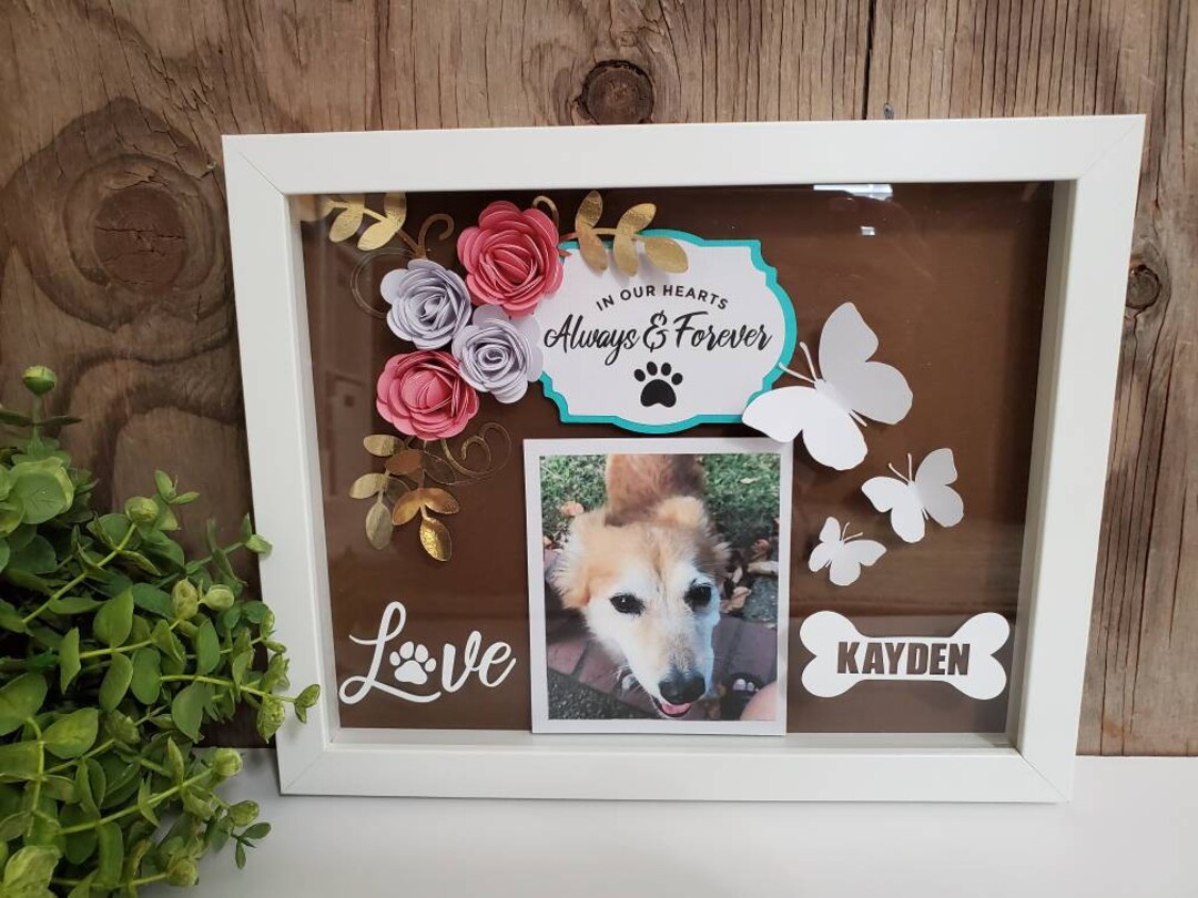Pet Photo Flower Memorial Shadow Box-dog Photo Shadow Box-pet Flower ...