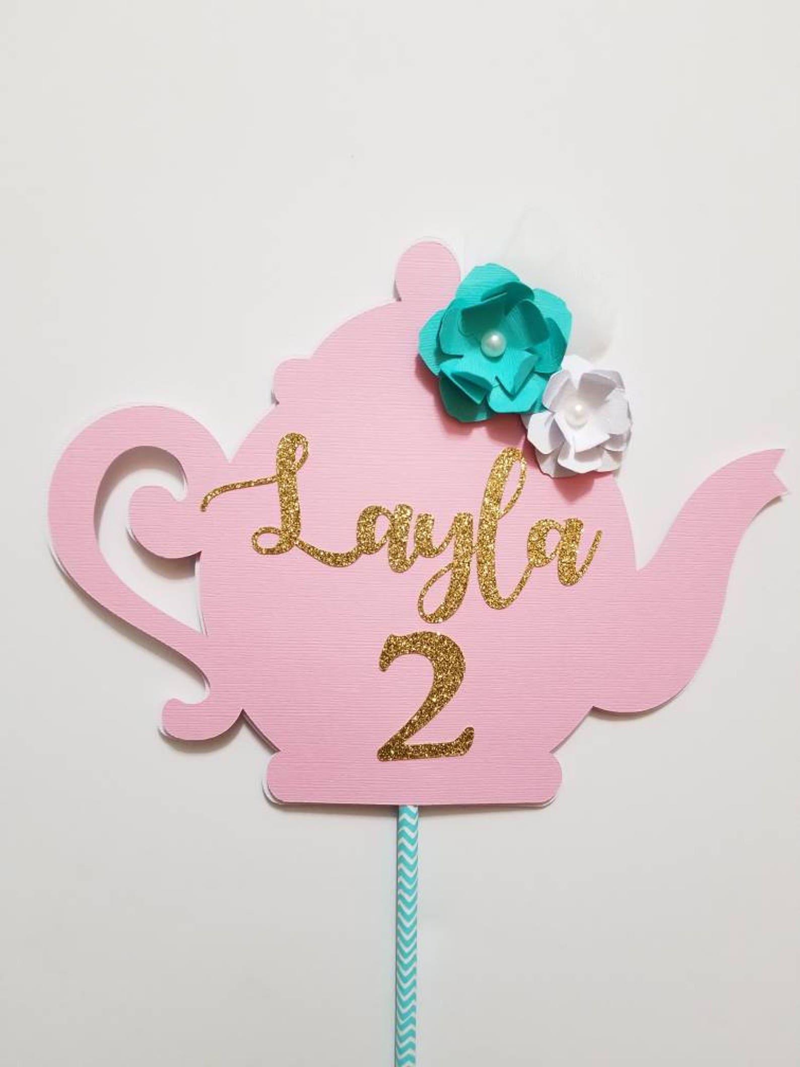 Tea party Cake topperTeapot theme birthday topperTeacup Etsy