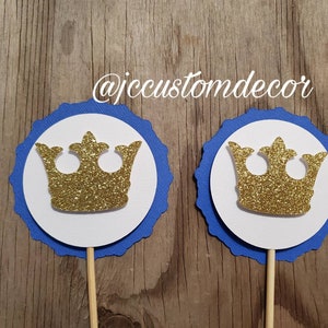 Royal Crown centerpiece picks-Royal blue crown centerpiece-Royal theme birthday baby shower centerpiece-Royal blue theme-Royal birthday