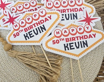 Las Vegas Personalized birthday centerpiece picks-Vegas Casino  birthday picks-Vegas Casino Birthday picks-Vegas Sign Party picks-Vegas pick