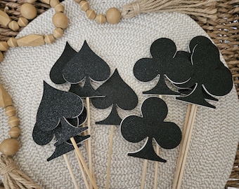 Las Vegas Casino Party  birthday centerpiece picks-Spade Diamonds Club Heart Casino Spade birthday picks-Vegas Spade Club centerpiece picks