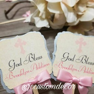 Baptism Girl Cupcake topper-girl Cross cupcake topper-girl Christening cupcake topper-God Bless Cupcake toppers-God Bless Girl toppers