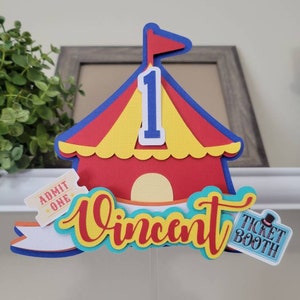 Carnival Circus birthday cake topper-Carnival Circus theme cake topper-Circus birthday age topper-Personalized Carnival Circus topper Age