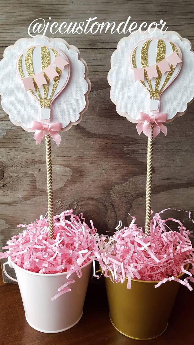 Up And Away Baby Shower Theme Baby Hot Air Balloon Centerpieces Up