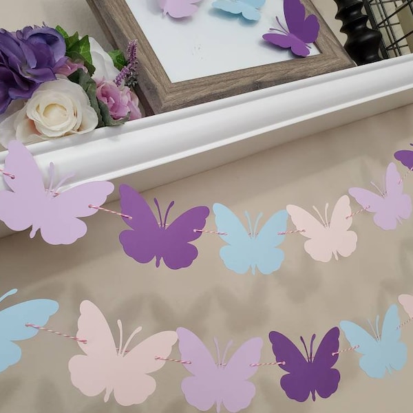 Butterfly garland-Butterfly garland banner-Butterfly birthday garland-Purple lavender butterfly garland-Butterfly theme garland-Butterfly