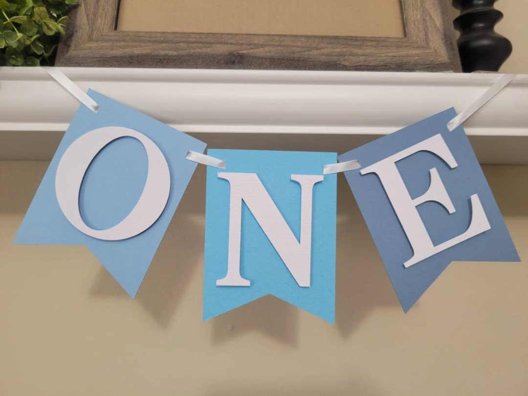 One Boy Ombre Highchair Banner-blue One Ombre Birthday Banner-boy Ombre ...