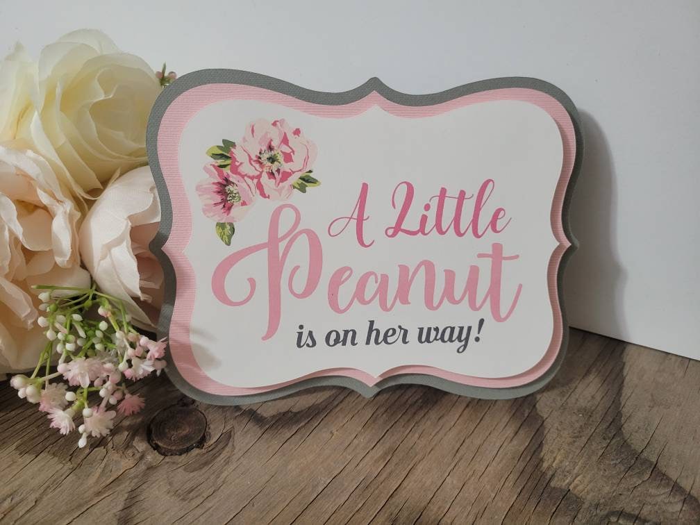 A Little Peanut is on Her Way Diaper Cake Sign Tag-little - Etsy