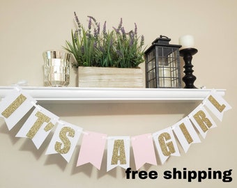 It's A Girl-Its A Boy banner-Baby boy shower it'S A Girl-Its A Boy-boy girl baby shower banner-pink blue baby banner-Baby shower banners