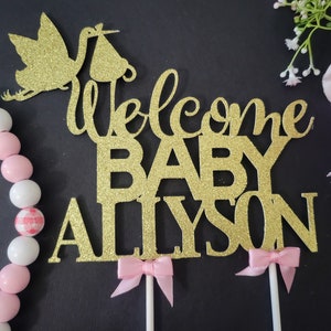 Its A Girl Cake Topper-Stork cake topper-Its a girl glitter cake topper-girl baby shower cake topper-baby girl cake topper-stork cake topper
