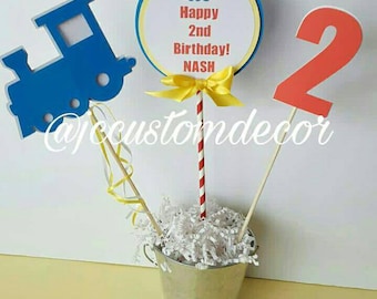 Train Theme Centerpiece-Birthday Train Centerpiece-Train Birthday-Train Birthday Centerpiece-Choo Choo Birthday Centerpiece