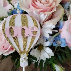 One Hot Air Balloon cake topper-One up up and away cake topper-One boy girl hot air balloon cake toppers-One cake topper-Balloon cake topper