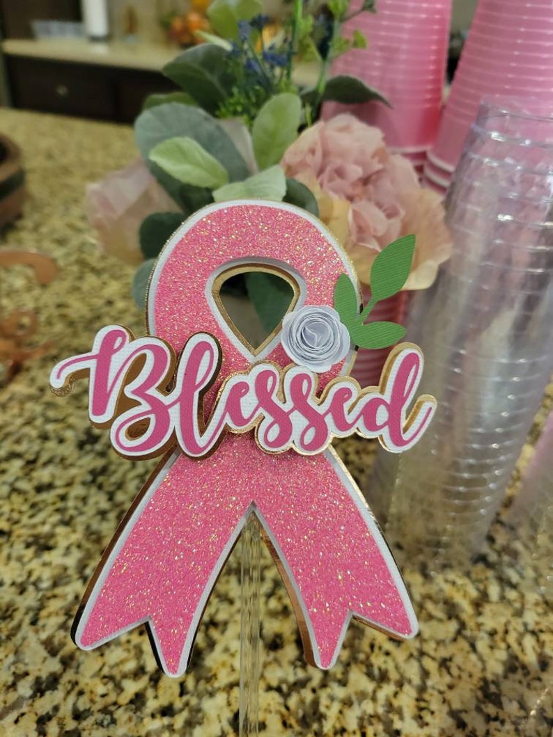 Breast Cancer Cake Topper-pink Ribbon Cake Topper-cancer Awareness ...