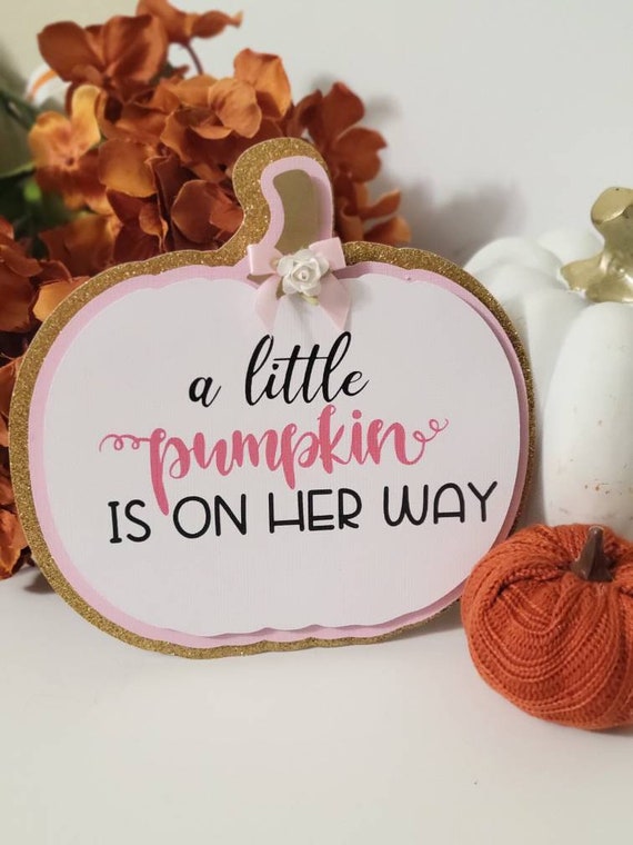 A little pumpkin is on her way diaper cake tag-Little pumpkin girl diaper sign-Little pumpkin diaper tag-pink little pumpkin tag-on her way