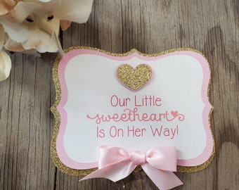 Baby girl sweetheart diaper cake sign-Baby girl centerpiece-girl baby shower tags-Sweetheart baby girl tags-Sweetheart it's a girl-baby girl