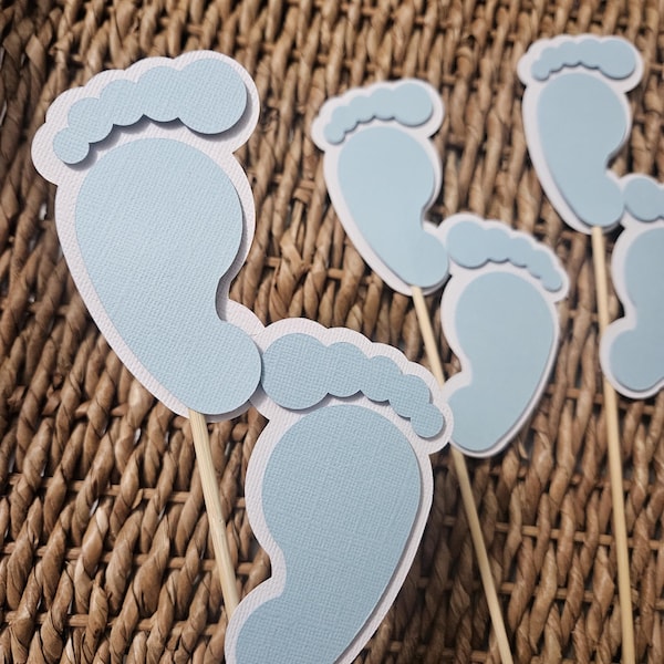 Baby Footprints centerpiece picks-Baby Footprints picks-Baby Footprints-Baby boy girl Shower centerpiece-Its A boy picks-Its A Girl picks