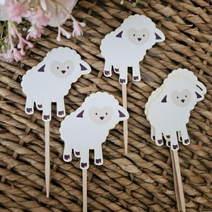 Sheep Lamb Cupcake Toppers-Baptism Baby Shower Cupcake Toppers-Sheep Lamb Toppers-Baby Lamb Sheep Toppers-Christening Toppers-Shower Toppers