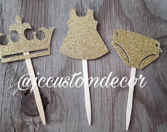 Baby shower cupcake toppers-Baby Cupcake toppers-Glitter baby cupcake toppers-Princess toppers-Princess birthday toppers-Princess shower