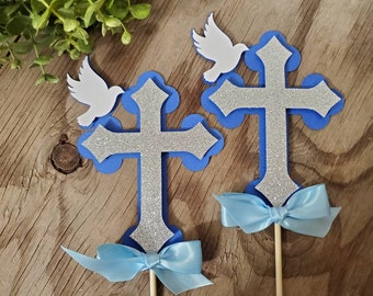 Baptism Boy Cross Dove Centerpiece-Communion Centerpiece-boy Baptism Centerpiece-Cross Dove Centerpiece-Christening Cross Dove Centerpiece