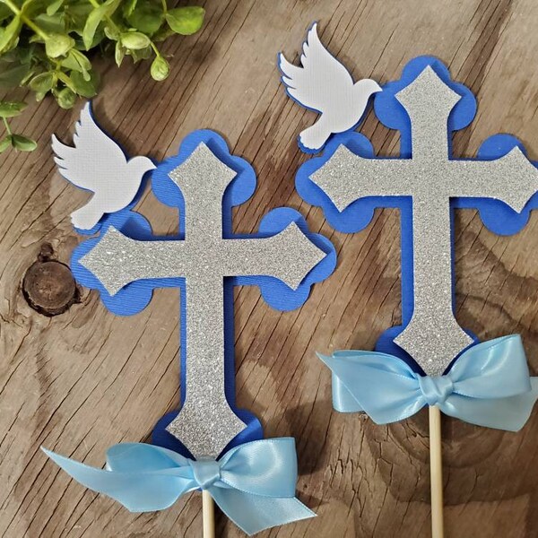 Baptism Boy Cross Dove Centerpiece-Communion Centerpiece-boy Baptism Centerpiece-Cross Dove Centerpiece-Christening Cross Dove Centerpiece