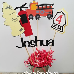 Fire truck birthday centerpiece-Fire truck centerpiece-Fire man party centerpieces-Hydrant Firefighter centerpiece-Fireman-fire man party