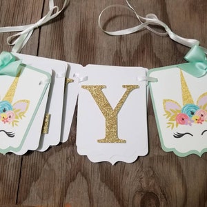 Unicorn One Birthday Banner-Unicorn Theme Banner-Unicorn face banner-Unicorn banner-Unicorn Highchair banner-one unicorn highchair banner image 3