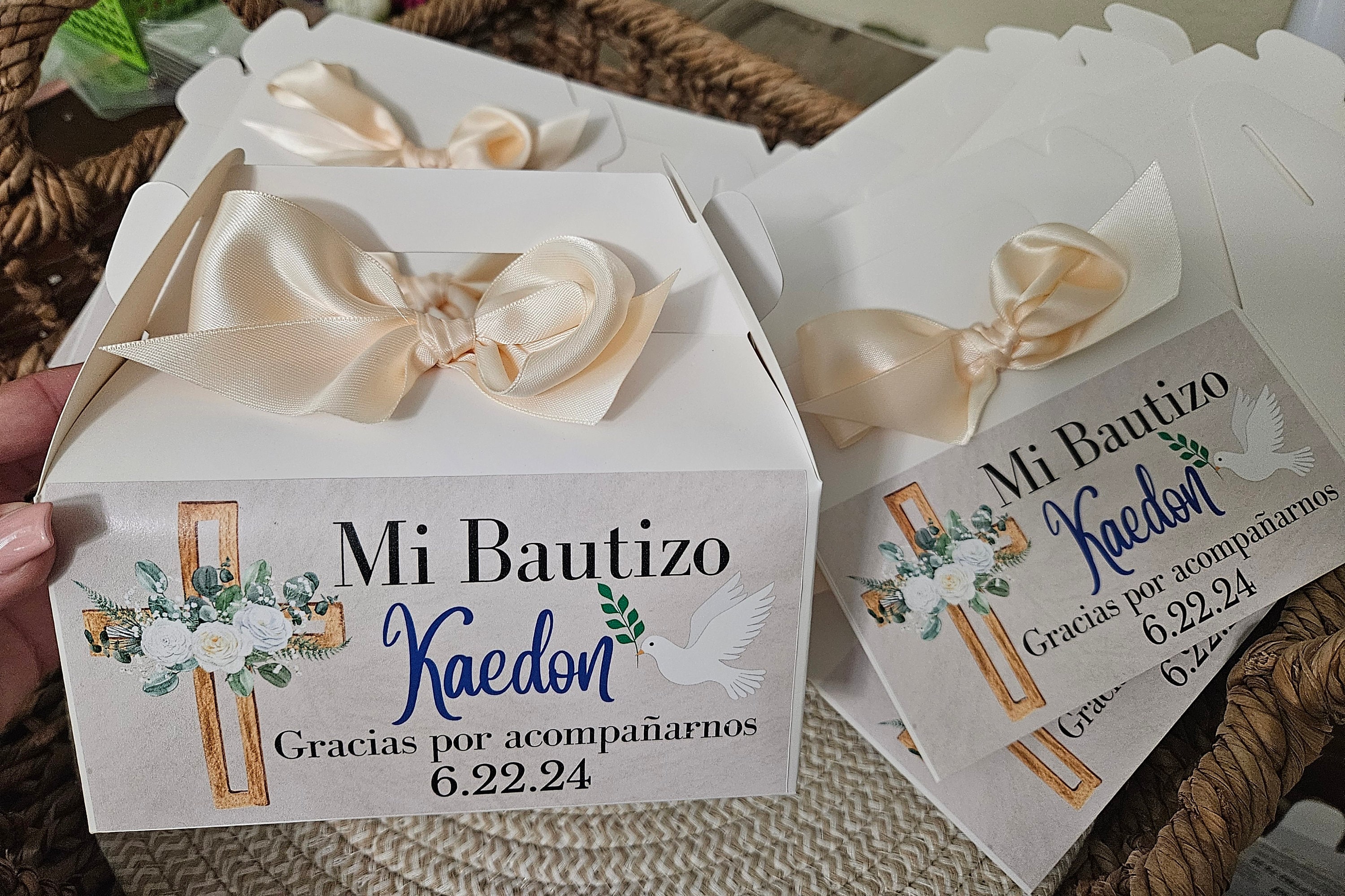 Mi Bautizo Boy Girl gable favor box-Mi Bautizo Cross gable box-Mi Bautizo personalized gable favor box-Mi Bautizo favor box-Boy girl-Bautizo