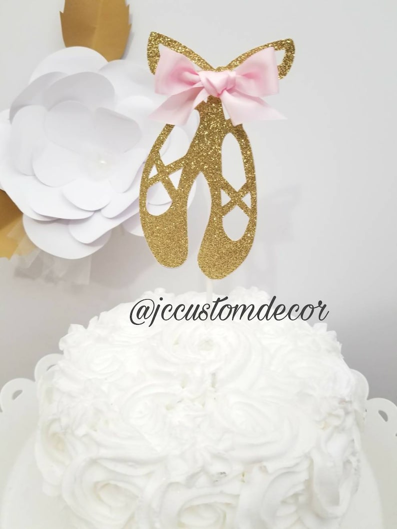 Ballerina Cake topper-Ballerina slippers cake topper-Ballerina theme cake topper-Ballerina Birthday cake topper-Glitter ballerina topper