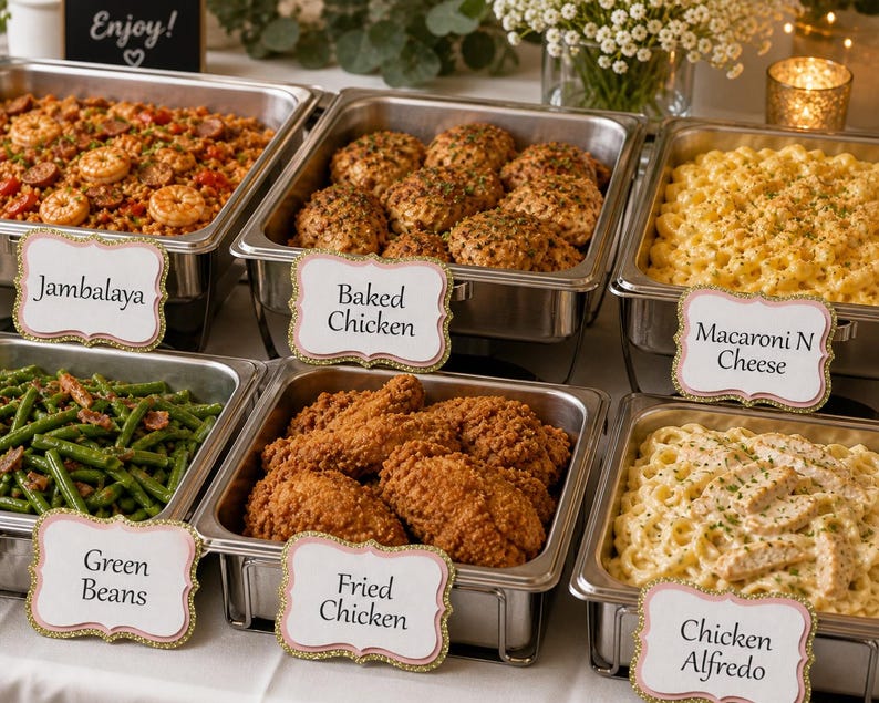 Buffet Food Label Tags-wedding & Party Food Table Signs-buffet Food ...