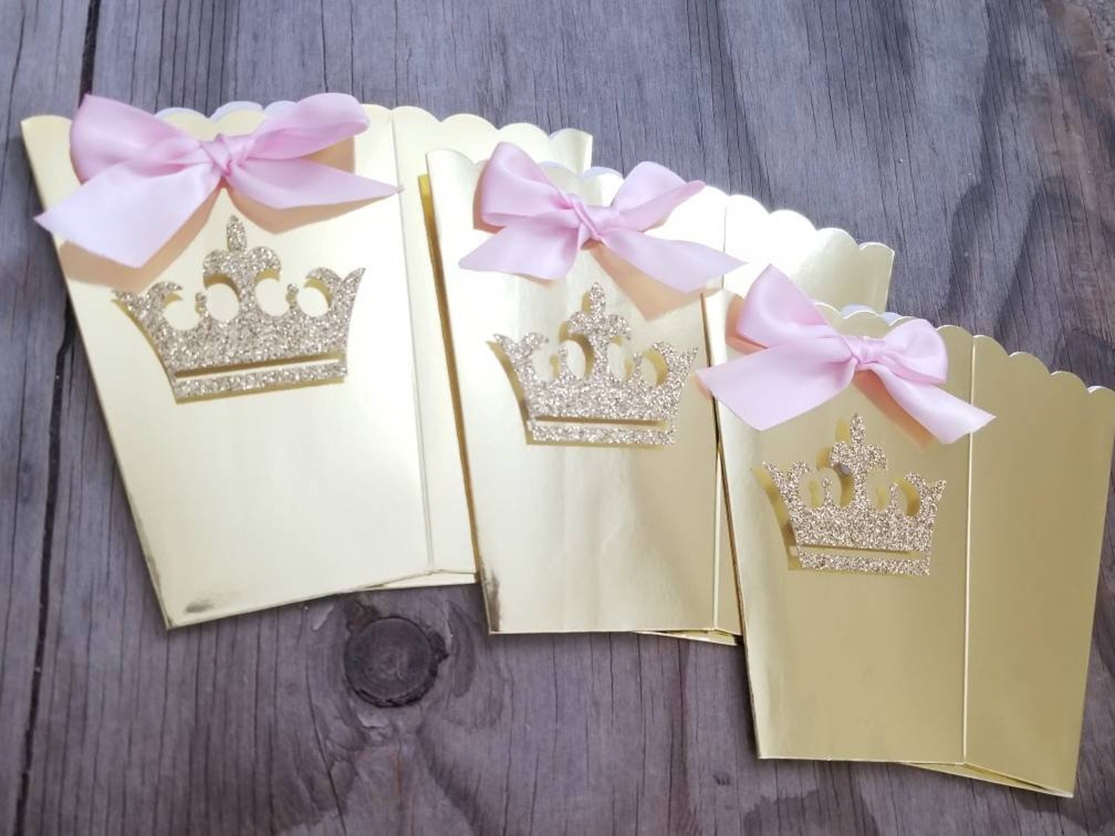 Princess Crown Tiara Favor Boxespink Gold Princess Favor Etsy