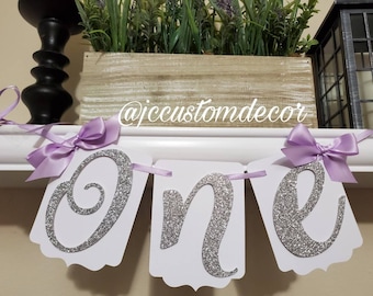 One Glitter Girl highchair banner-One highchair banner-One girl banner-First birthday banner-Girl one highchair banner-One glitter banner