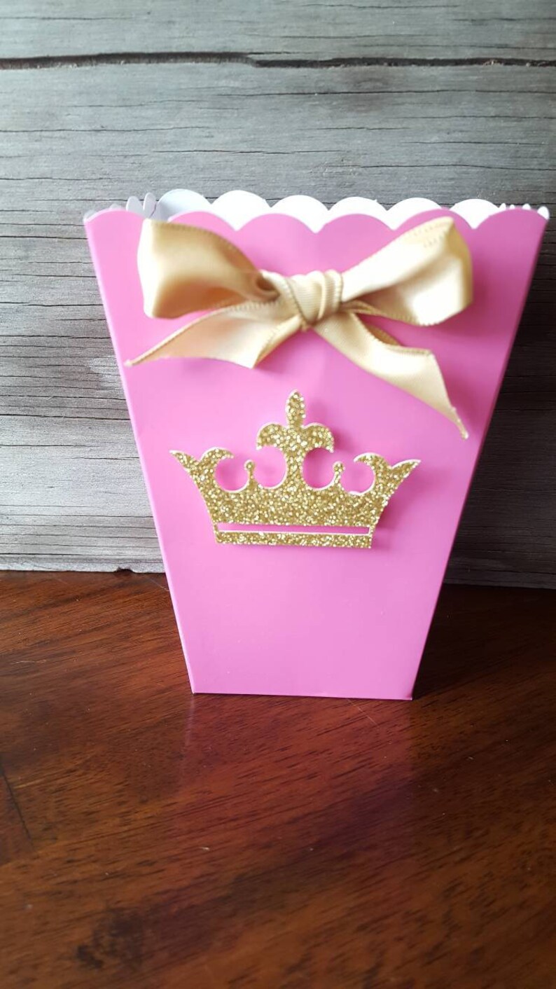 Princess Crown Tiara Favor Boxespink Gold Princess Favor Etsy