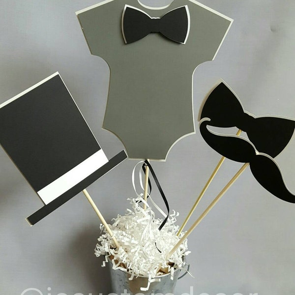 Little Man Centerpiece-Little Man Theme Baby Shower-Little Man Top Hat Onesie Centerpiece-Bowtie Stache Centerpiece-Little Man-In Your Color