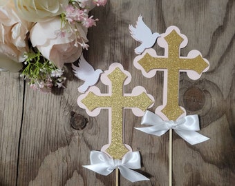 Baptism Girl Cross Dove Centerpiece-Communion Centerpiece-Baptism Centerpiece-Cross Dove Centerpiece-Christening Cross Dove Centerpiece-girl