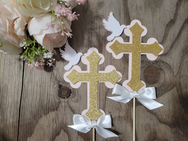Baptism Girl Cross Dove Centerpiece-communion | Etsy