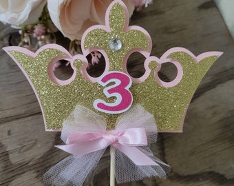 Princess age birthday centerpiece-princess crown tiara centerpiece-age princess centerpiece-girl crown centerpiece-princess theme birthday