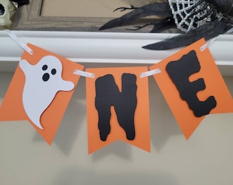 One Ghost boy girl highchair banner-One ghost birthday banner-One Halloween theme boy girl banner-Ghost one banner-Spooky one banner-Spooky