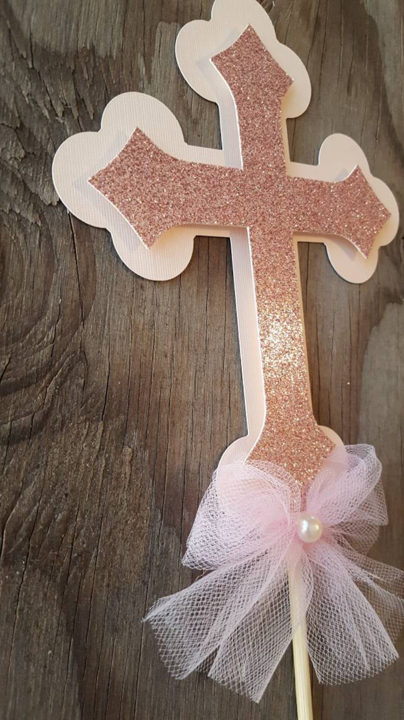 Boys Handcrafted Baptism Centerpiece (Angel Cross)-Spanish