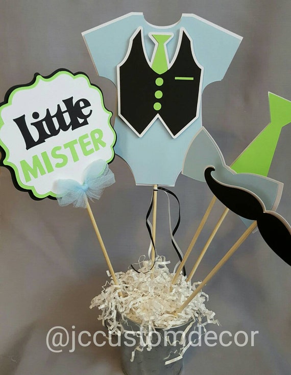 Little Man Centerpiece Baby Shower Boy Onesie