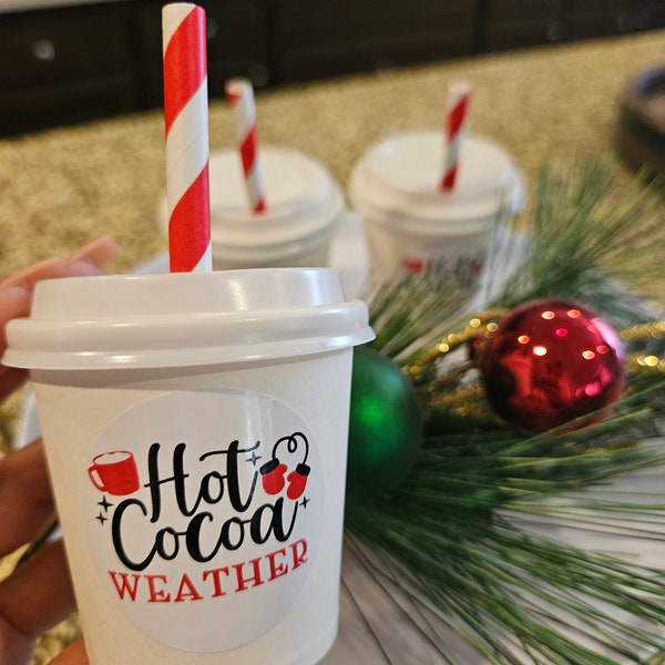 Hot cocoa weather mini cups-Hot cocoa Christmas kids mini cups-Hot cocoa kids cups-Hot cocoa weather paper cups-Hot cocoa party-Winter cup