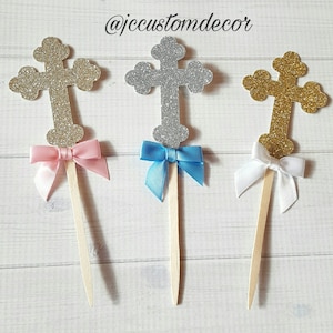 Baptism Cross Cupcake Toppers-Boy Girl Cross Cupcake Toppers-Christening Cross Toppers-Cross Cupcake Toppers-Cross Toppers-Baptism Toppers