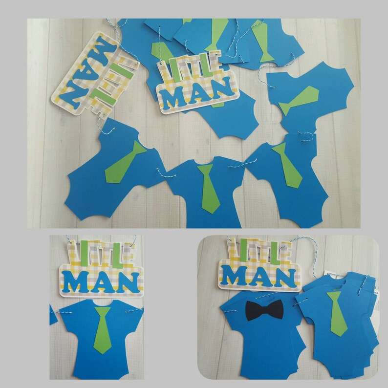 Little Man Onesie Banne Little man banner-boy baby shower banner-Little Man Shower onesie bow and tie banner-little man birthday