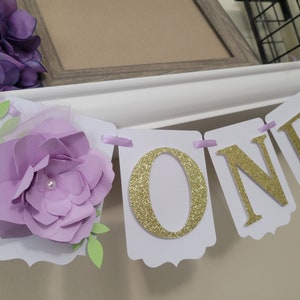 One Lavender Glitter Girl highchair banner-One highchair banner-One girl banner-First birthday banner-Girl one highchair banne-Lavender