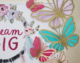 6pc Nursery paper butterfly wall -Baby nursery butterfly wall art-Butterfly 3d wall art-3d glitter butterfly diecuts-paper 3d butterflies