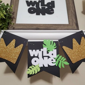 Wild One highchair boy banner-Wild One boy banner-One crown boy birthday banner-Where the wild things are banner-crown  one boy banner-one